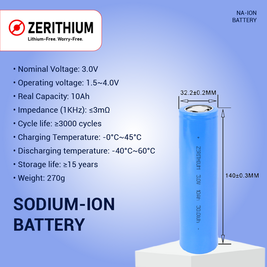 32140 Sodium-Ion Battery Cell – 3.0V 10Ah Cylindrical