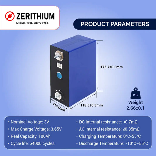 Prismatic Sodium-Ion Battery Cell – 3.0V 100Ah