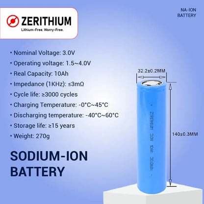 32140 Sodium-Ion Battery Cell – 3.0V 10Ah Cylindrical